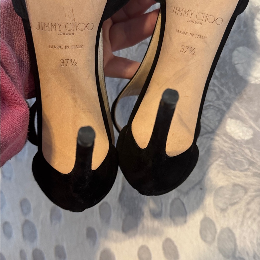 Jimmy Choo Black Alana Cut Out Suede Heels - Picture 5 of 7